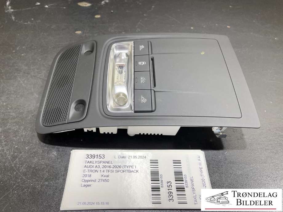 Taklyspanel til Audi A3, 2016-2020 (Type III, Fase 2) (8V0 947 135 J)