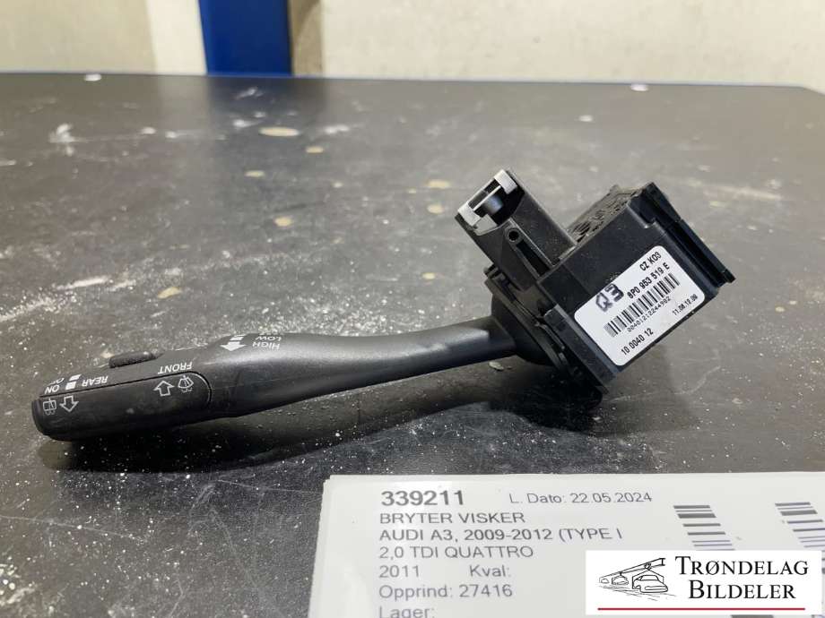 Bryter visker til Audi A3 2009-2012 (Type II, Fase 2)  (8P0 953 519 E|)