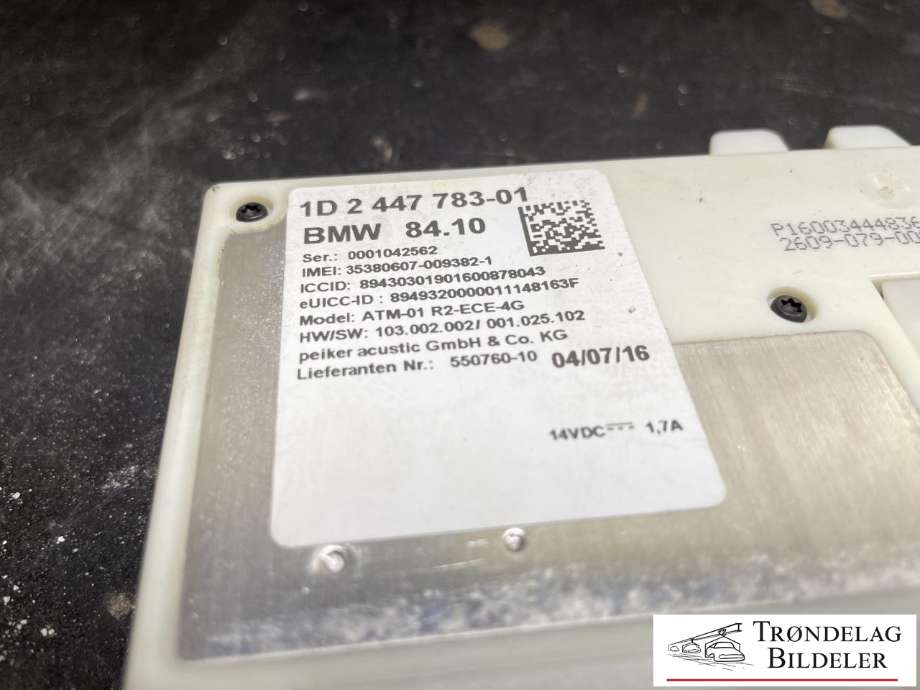 Styreenhet diverse til BMW 3-Serie 2012-2018 (F30/F31/F34) (F30/F31/F34) (1D 2447 783-01|)