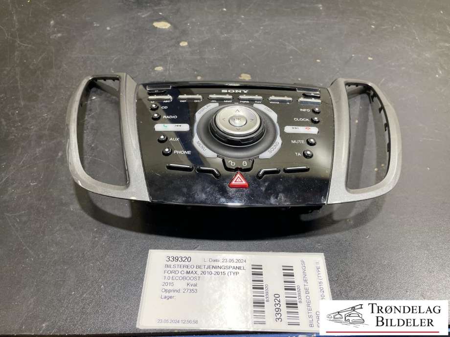 Bilstereo betjeningspanel til Ford C-Max, 2010-2015 (Type II, Fase 1)  