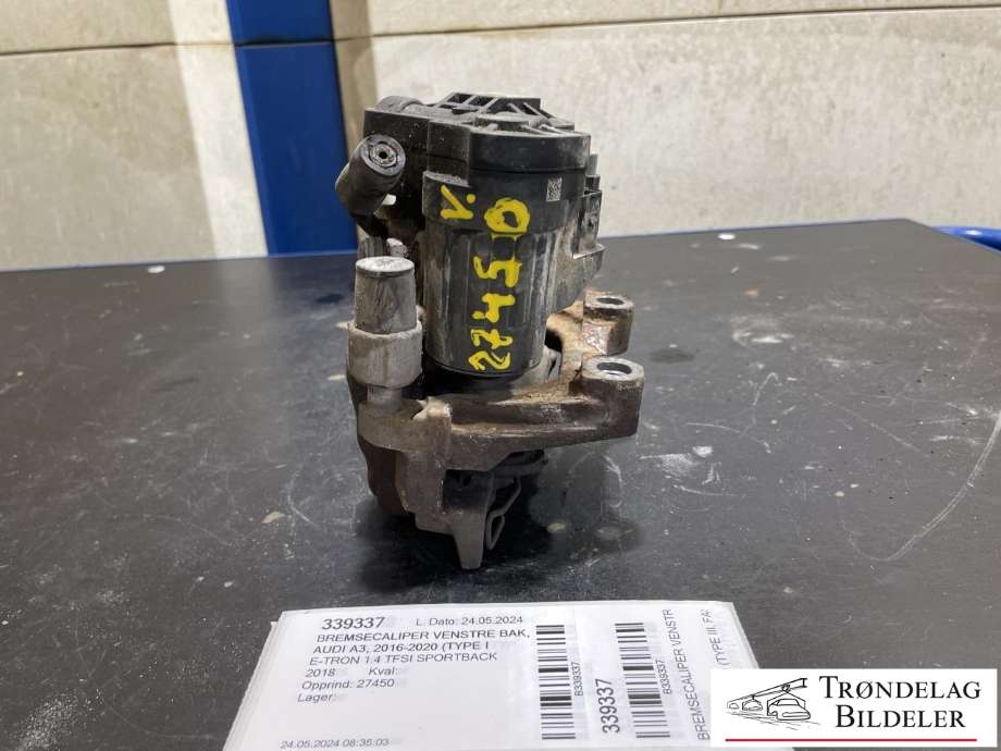 Bremsecaliper venstre bak, elektrisk til Audi A3 2016-2020 (Type III, Fase 2)  (8V0 615 423|8V0 615 423 D|8V0 615 425|8V0 615 425 SL7|3Q0 998 281|8V0 998 281|272X10MM)