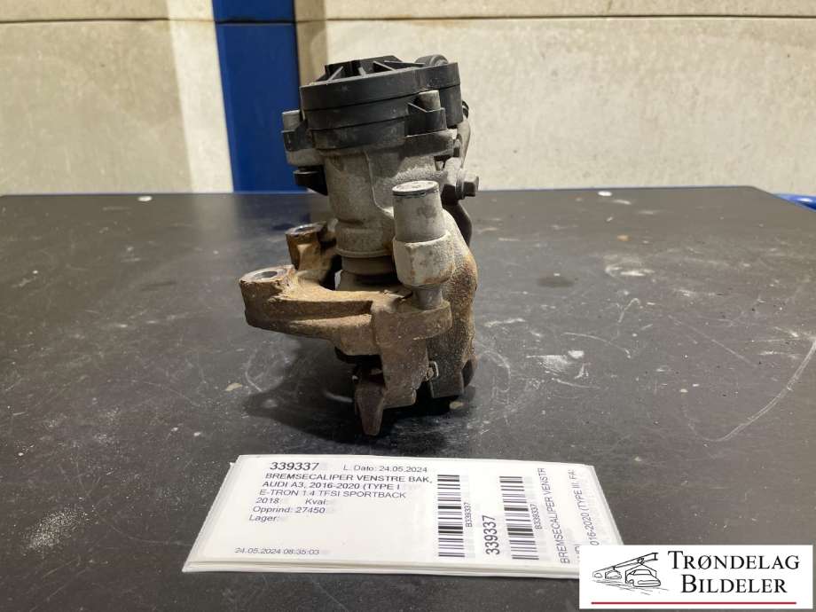 Bremsecaliper venstre bak, elektrisk til Audi A3 2016-2020 (Type III, Fase 2)  (8V0 615 423|8V0 615 423 D|8V0 615 425|8V0 615 425 SL7|3Q0 998 281|8V0 998 281|272X10MM)