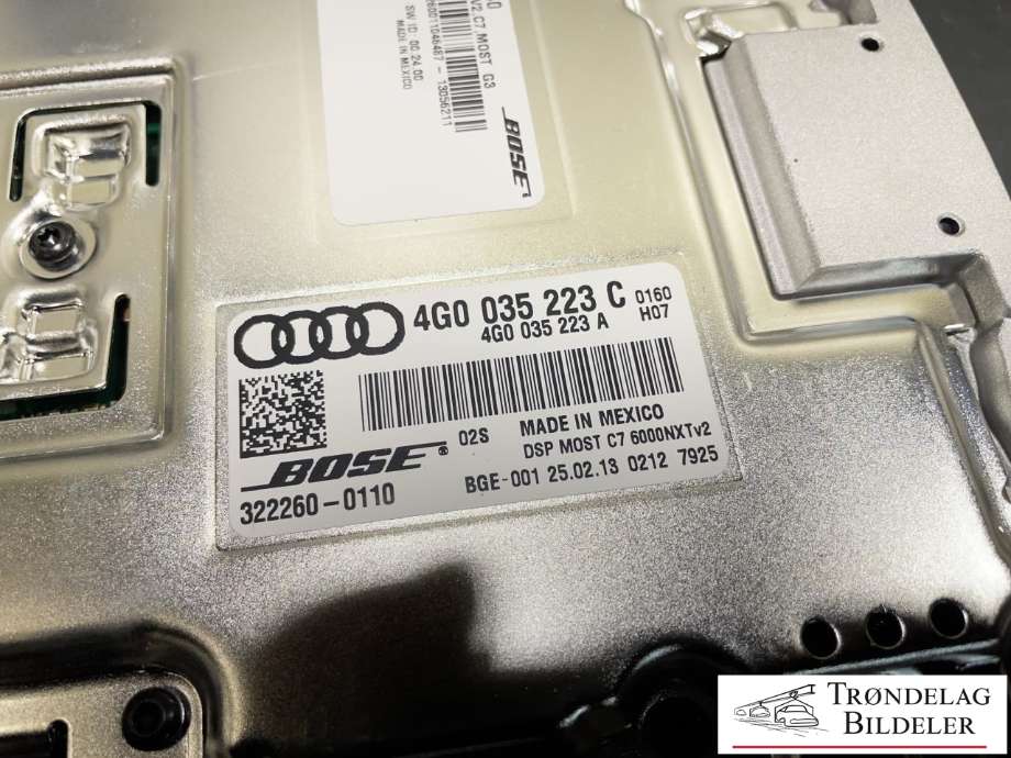 Bilstereo forsterker til Audi A6 2011-2014 (Type IV, Fase 1) (C7) (C7) (BOSE|4G0 035 223 C|)