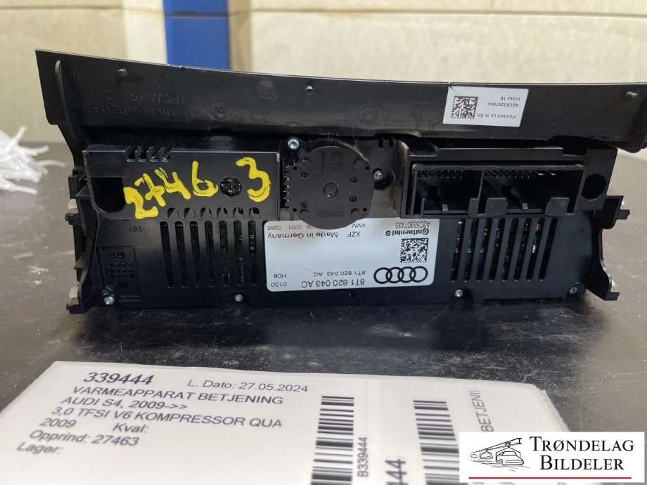Varmeapparat betjening til Audi S4 2009-->> (8T1 820 043 AC|)