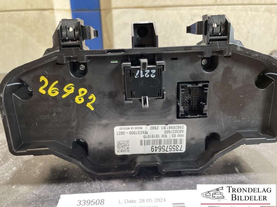 Varmeapparat betjening til Fiat Panda 2013-->> (Type III)  (MX237000-3827|)