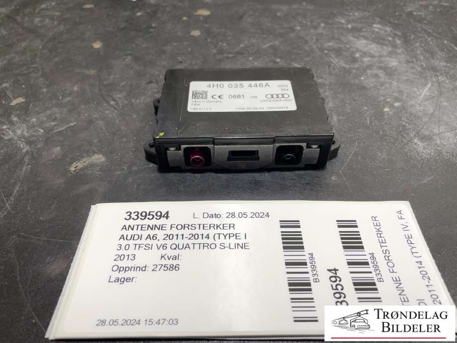 Antenne forsterker til Audi A6, 2011-2014 (Type IV, Fase 1) (C7) (C7) (4H0 035 446 A)