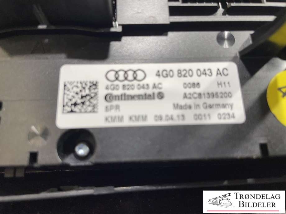 Varmeapparat betjening til Audi A6 2011-2014 (Type IV, Fase 1) (C7) (C7) (4G0 820 043 AC|)