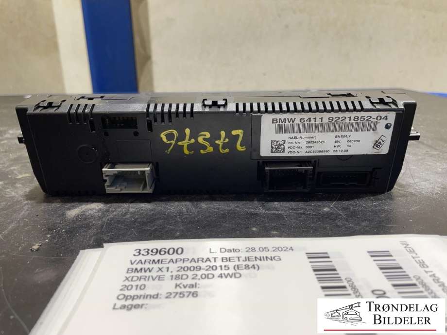 Varmeapparat betjening til BMW X1 2009-2015 (E84) (E84) (BMW|6411 9221852-04|)