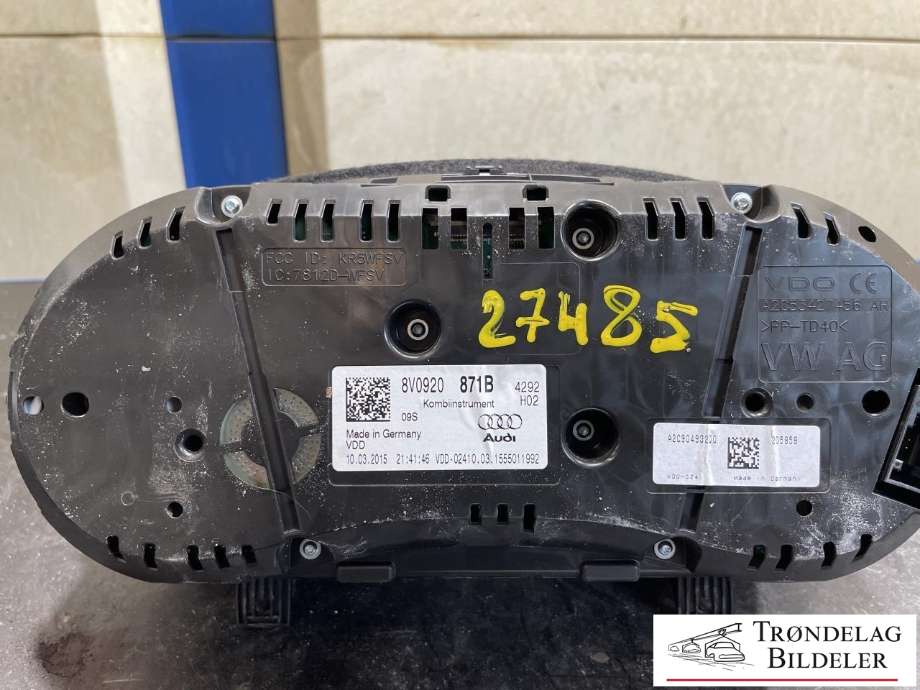 Instrumentpanel til Audi A3 2012-2016 (Type III, Fase 1)  (AUDI|8V0 920 871 B|)