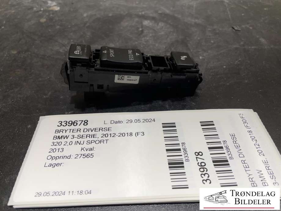 Bryter diverse til BMW 3-Serie, 2012-2018 (F30/F31/F34) (F30/F31/F34) (9252912-02)