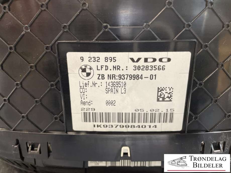 Instrumentpanel til BMW 3-Serie 2012-2018 (F30/F31/F34) (F30/F31/F34) (VDO|9 232 895|30283566|)