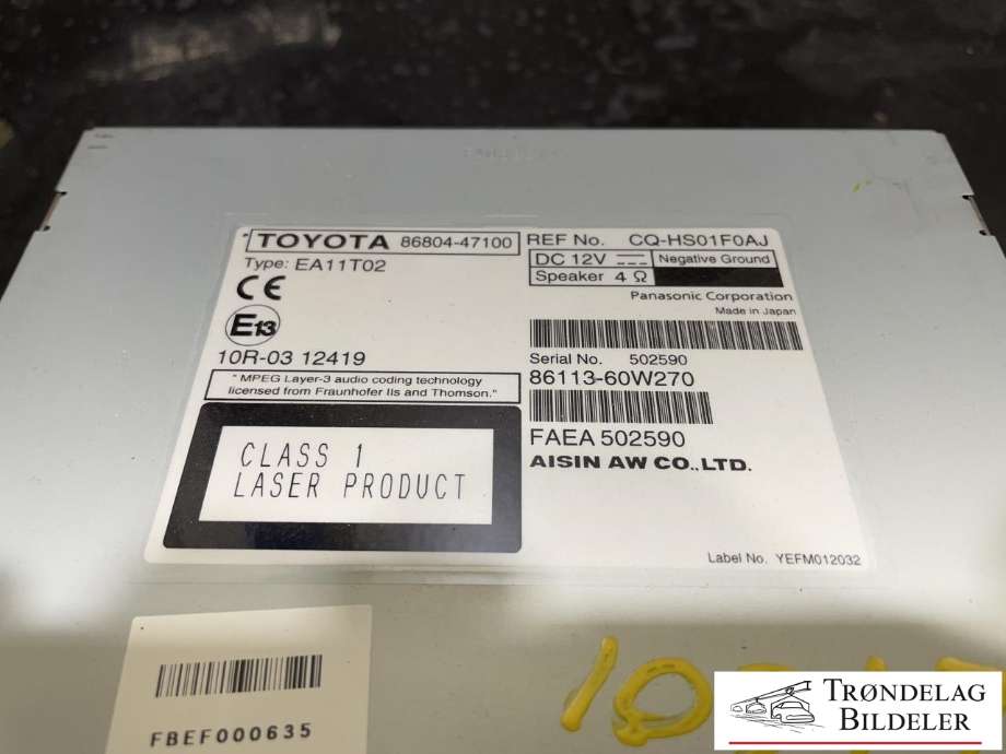 Bilstereo til Toyota Prius 2009-2016 (Type III) (COMBI) (COMBI) (TOYOTA|86804-47100|)