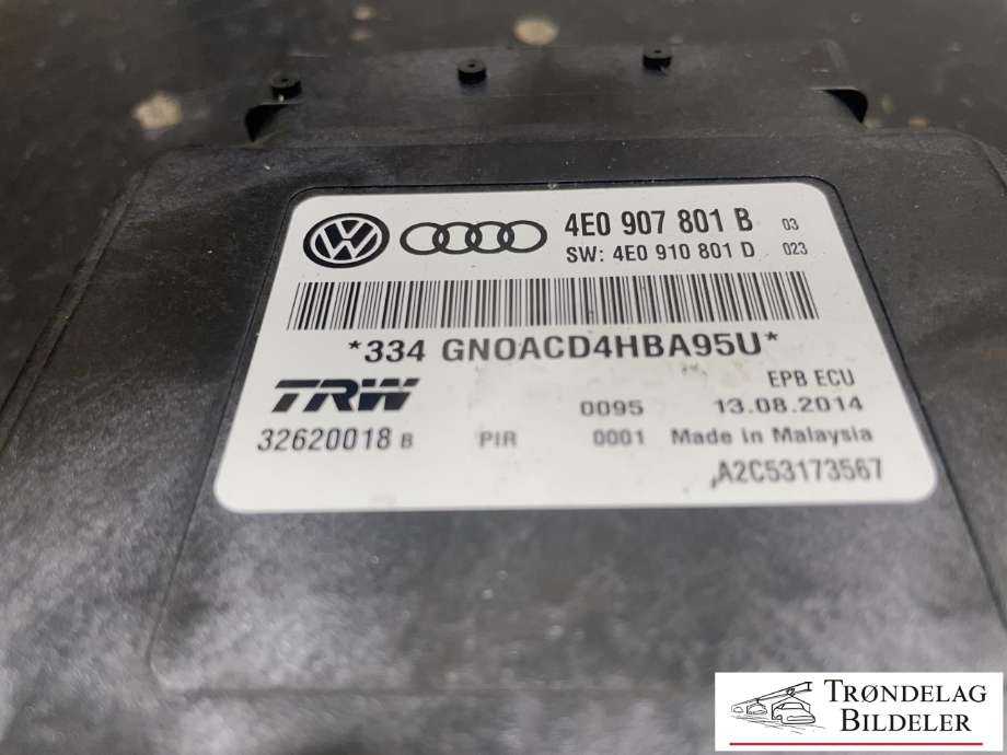 Styreenhet elektrisk parkbrems (EPB - Electric Parking Brake) til Audi S8 2006-2010  (4E0 907 801 D|)