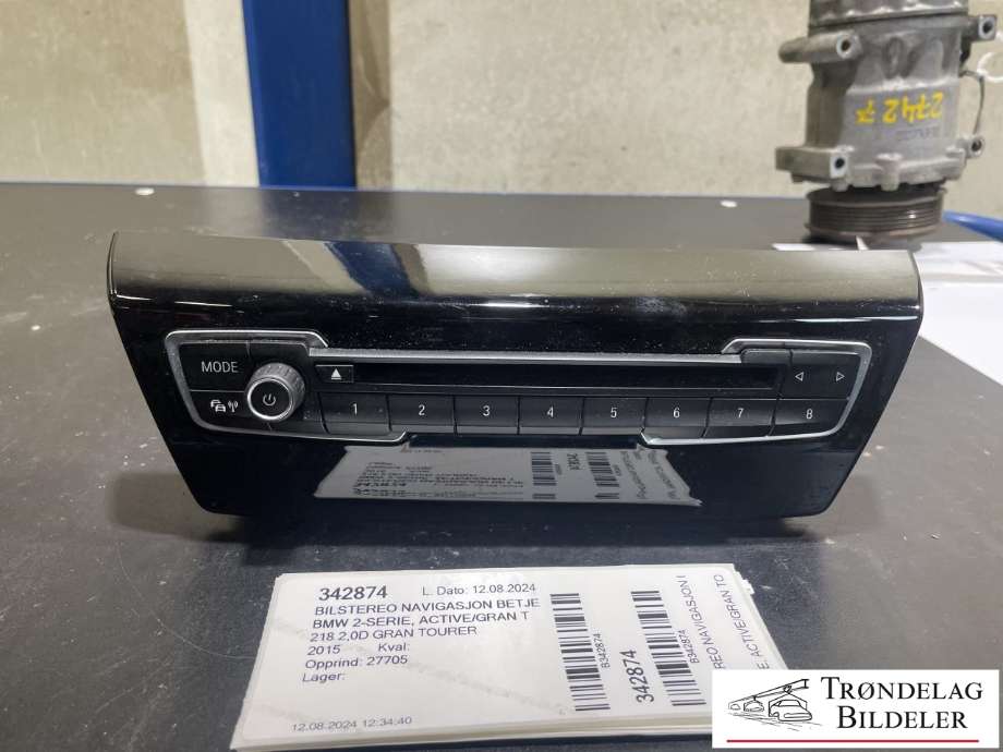 Bilstereo navigasjon betjeningspanel til BMW 2-Serie, Active/Gran Tourer, 2014-->> (F45/F46) (F45/F46) (9371455-01)