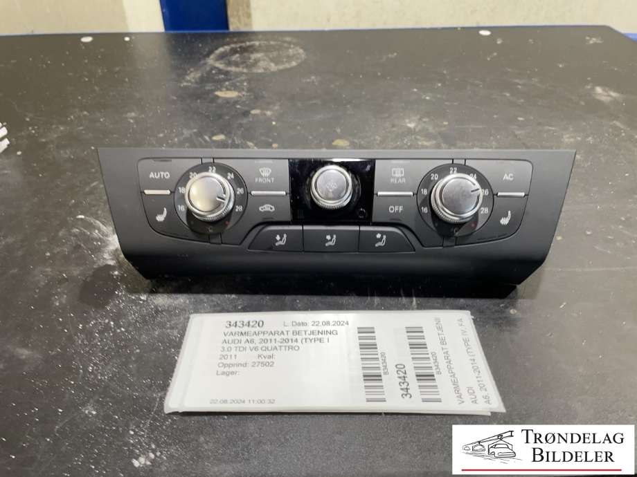 Varmeapparat betjening til Audi A6, 2011-2014 (Type IV, Fase 1) (C7) (C7) (CONTINENTAL|4G0 820 043 H)