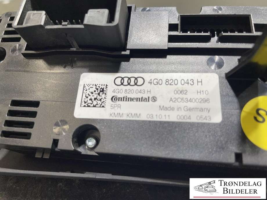 Varmeapparat betjening til Audi A6 2011-2014 (Type IV, Fase 1) (C7) (C7) (CONTINENTAL|4G0 820 043 H|)