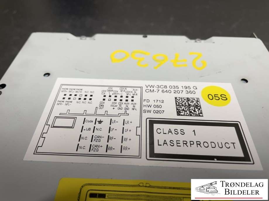 Bilstereo til VW Sharan 2010-->> (Type II) (3C8 035 195 G|)