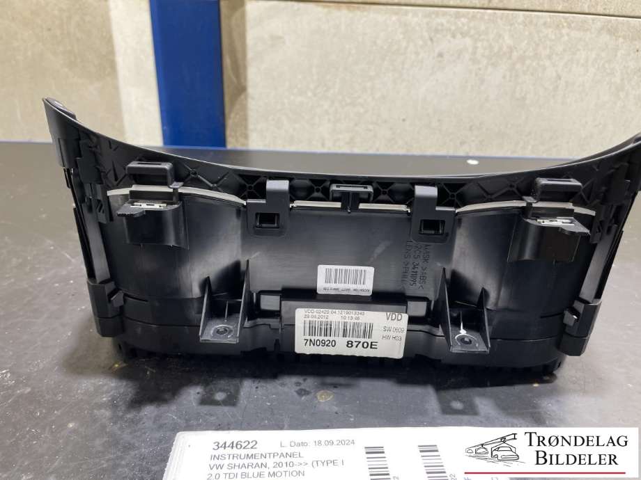 Instrumentpanel til VW Sharan 2010-->> (Type II)  (7N0920870E|)