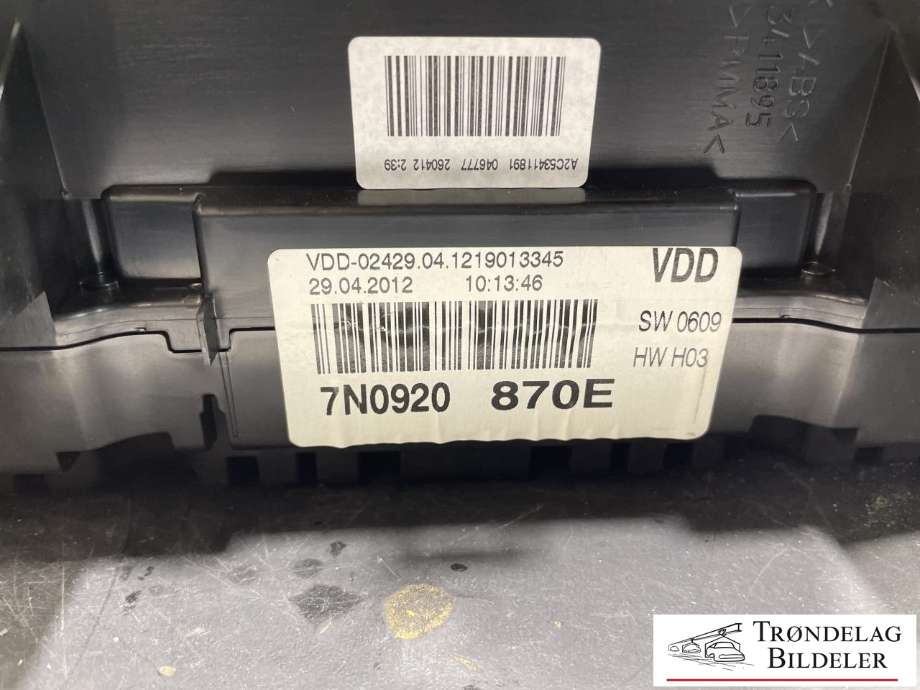 Instrumentpanel til VW Sharan 2010-->> (Type II)  (7N0920870E|)