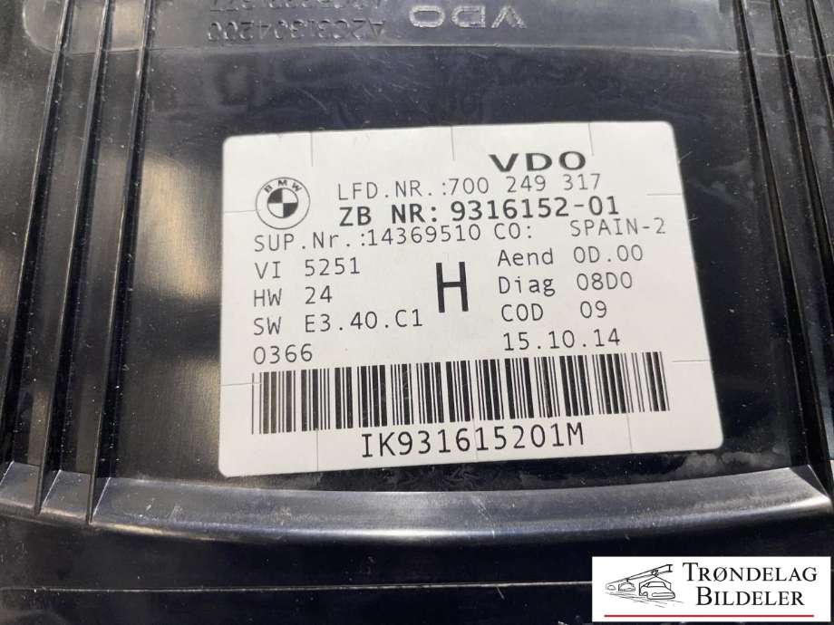 Instrumentpanel til BMW X1 2009-2015 (E84) (E84) (9316152-01|)