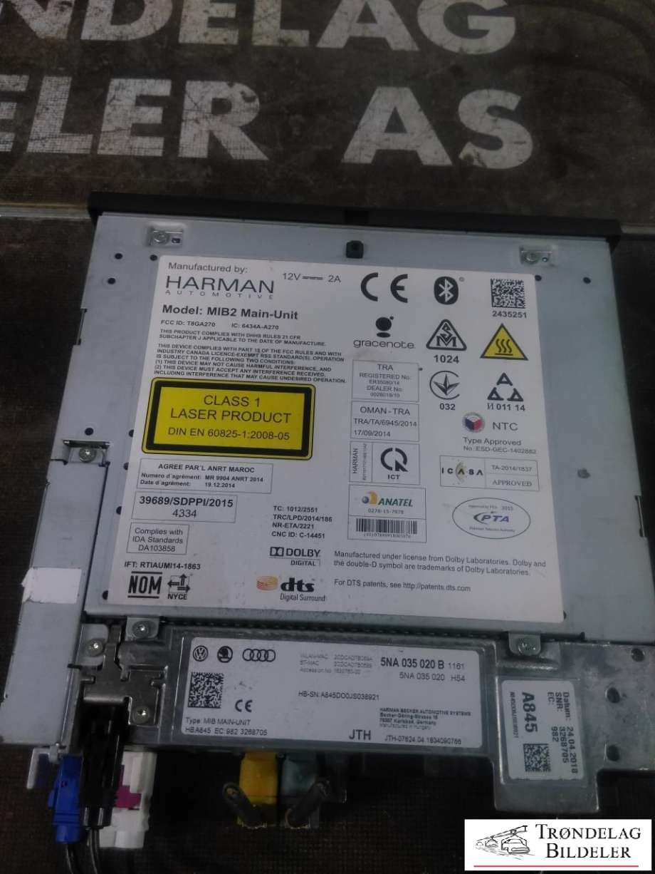 Bilstereo navigasjon spiller til VW e-Golf 2017-2020 (Fase 2) (5NA 035 020 B|)