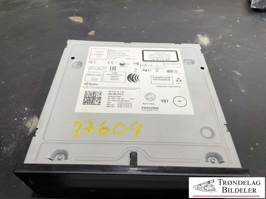 Bilstereo til Škoda Octavia 2013-2016 (Type III, Fase 1)  (5Q0 035 874 B|)