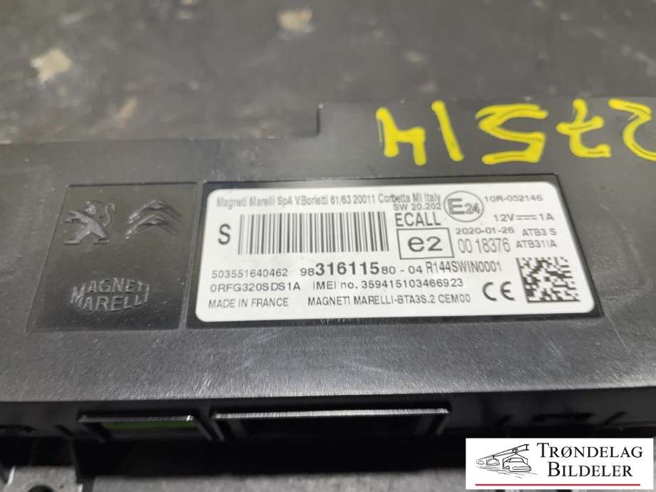 Styreenhet bluetooth til Toyota Proace City 2020-->> (9831611580-04|)