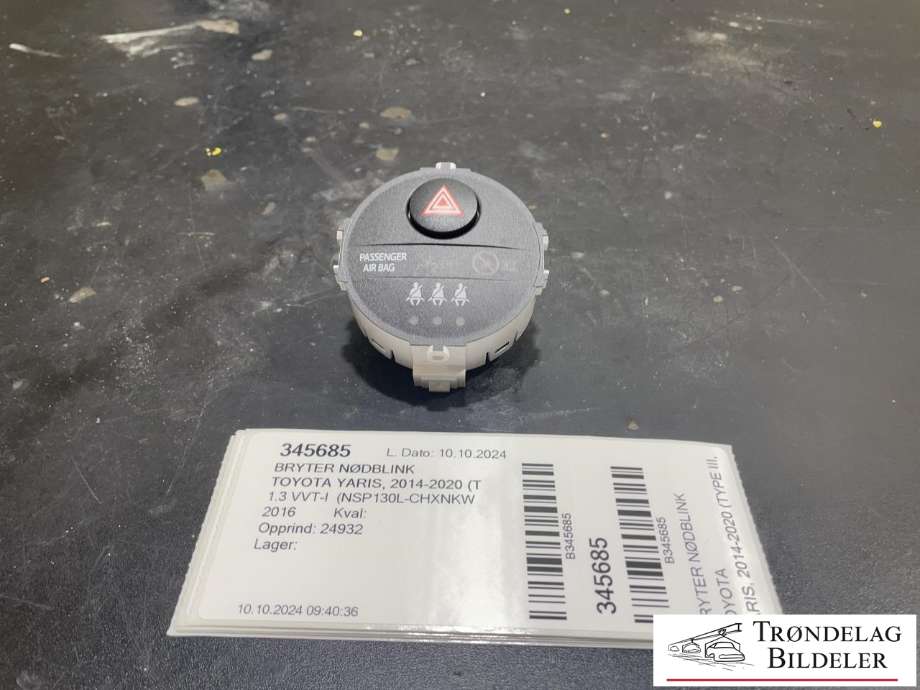 Bryter nødblink til Toyota Yaris, 2014-2020 (Type III, Fase 2)  (83950 0D050-A)