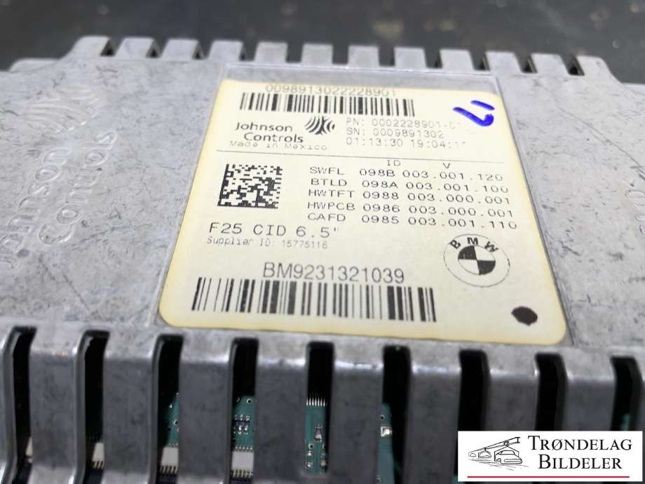 Multimedia display (MCU - Media Controller Unit) til BMW X3 2010-2017 (F25) (F25) (BM9231321039|)