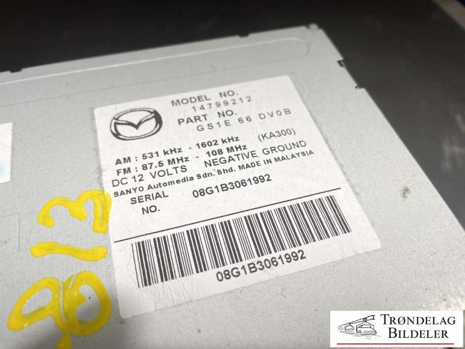 Bilstereo til Mazda 6 2008-2010 (Type II, Fase 1)  (GS1E66DV0B|)