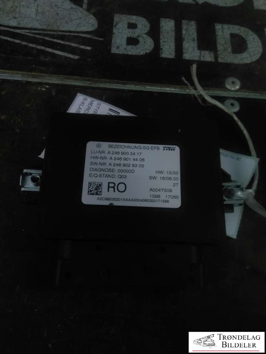 Styreenhet elektrisk parkbrems (EPB - Electric Parking Brake) til Mercedes B-Klasse, electric drive, 2014-2018 (W242) (W242) (A2469003417)