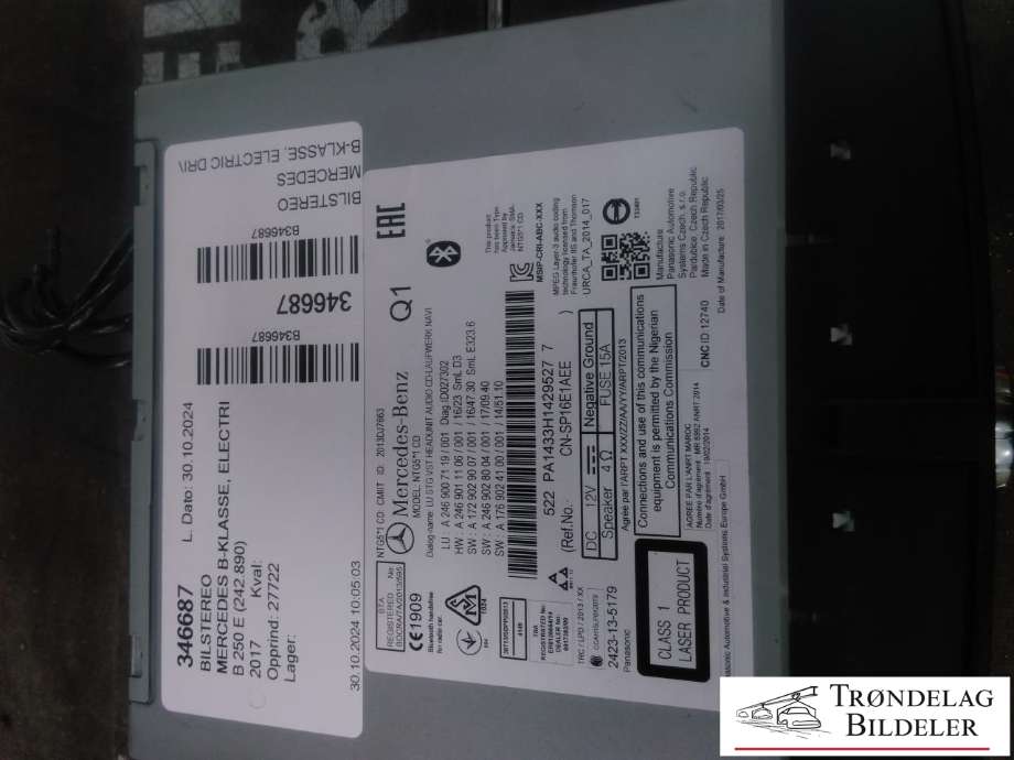 Bilstereo til Mercedes B-Klasse, electric drive 2014-2018 (W242) (W242) (A2469007119|)