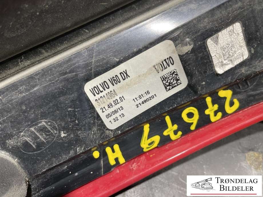 Baklykt høyre til Volvo V60/V60 CC 2013-2018 (Type I, Fase 2)  (31214964|)