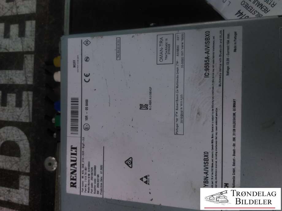 Bilstereo til Renault Zoe 2019-->> (Fase 2) (259158262R|)
