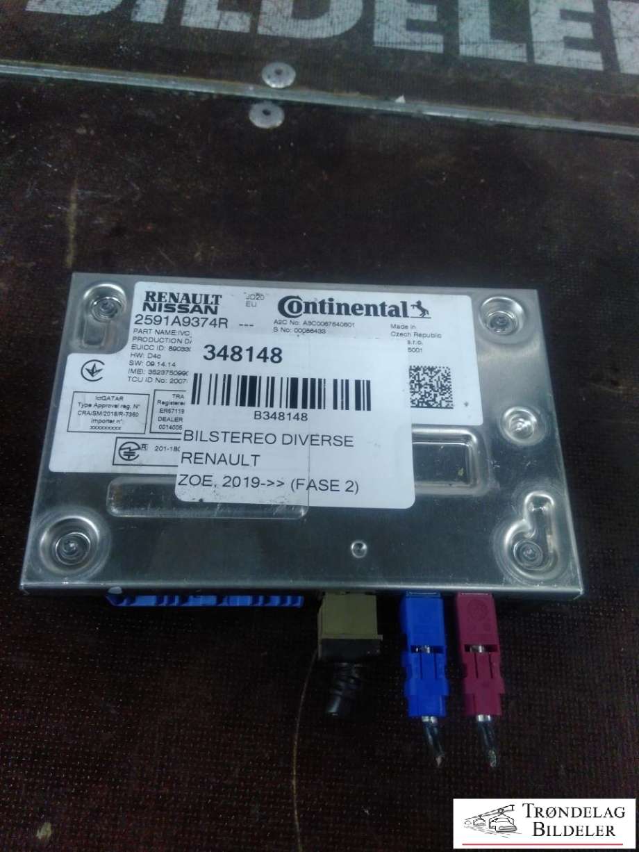 Bilstereo diverse til Renault Zoe 2019-->> (Fase 2) (2591A9374R|)