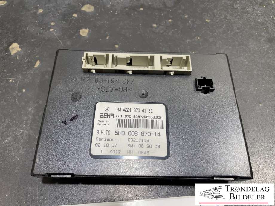 Styreenhet klima/aircondition til Mercedes S-Klasse 2005-2013 (W221) (W221) (A2218704192|)