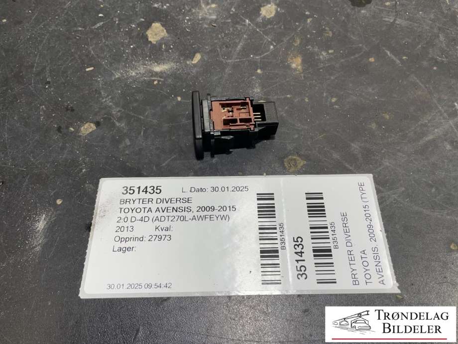 Bryter diverse til Toyota Avensis, 2009-2015 (Type III, Fase 1)  