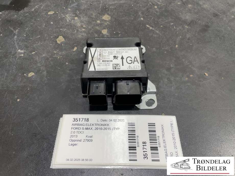 Airbag elektronikk til Ford S-Max, 2010-2015 (Type I, Fase 2) (BM2T 14B321 AC)