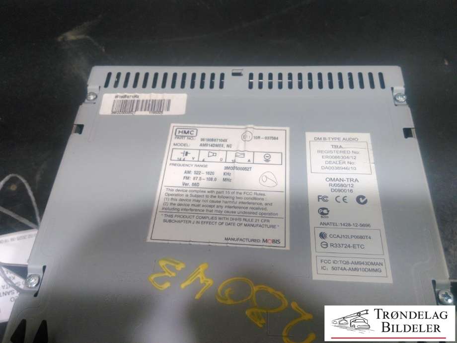 Bilstereo til Hyundai Santa Fe 2012-2020 (Type III)  (96180B87104X|)