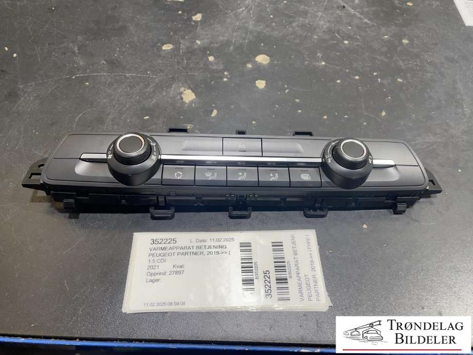 Varmeapparat betjening til Peugeot Partner, 2019-->> (Type III) (98.340.416 ZD)