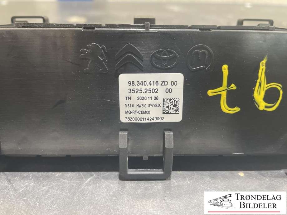 Varmeapparat betjening til Peugeot Partner 2019-->> (Type III) (98.340.416 ZD|)