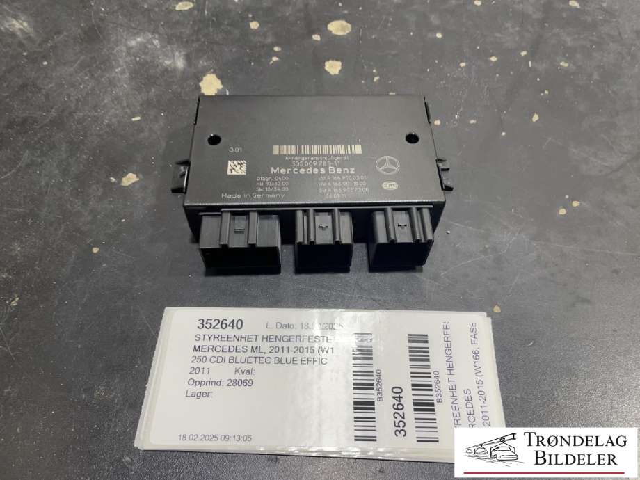 Styreenhet hengerfeste til Mercedes ML, 2011-2015 (Fase 1) (W166) (W166) (HELLA|A1669000301|5DS 009 781-11)