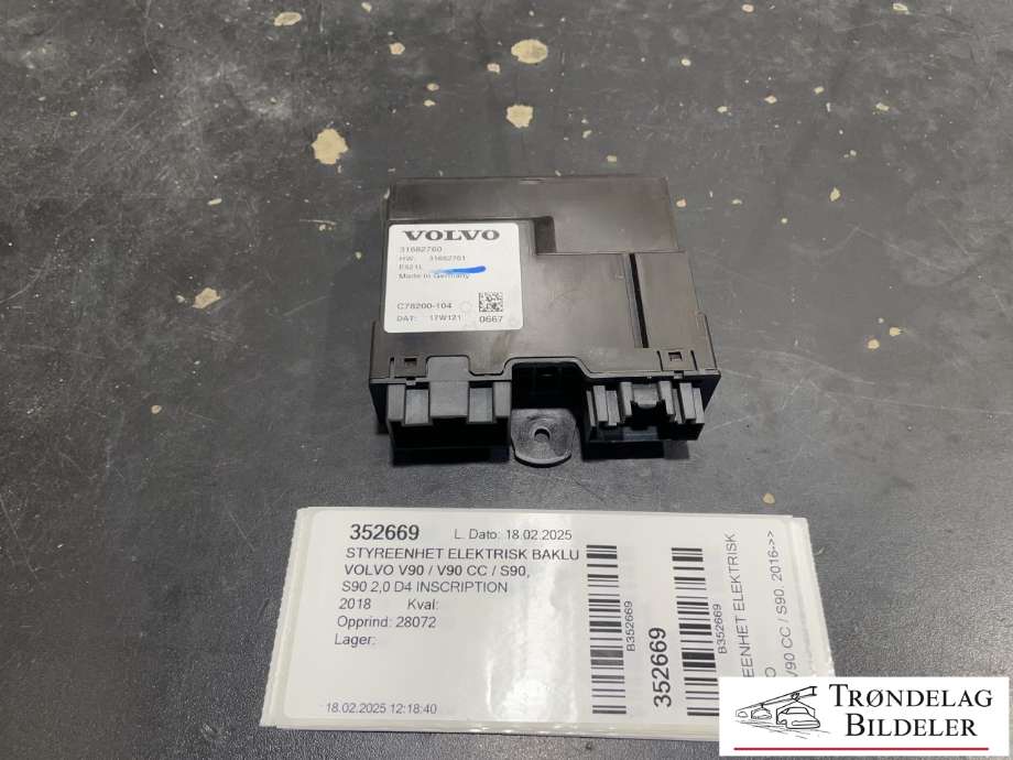Styreenhet elektrisk bakluke til Volvo V90 / V90 CC / S90, 2016-->>  (31682760)