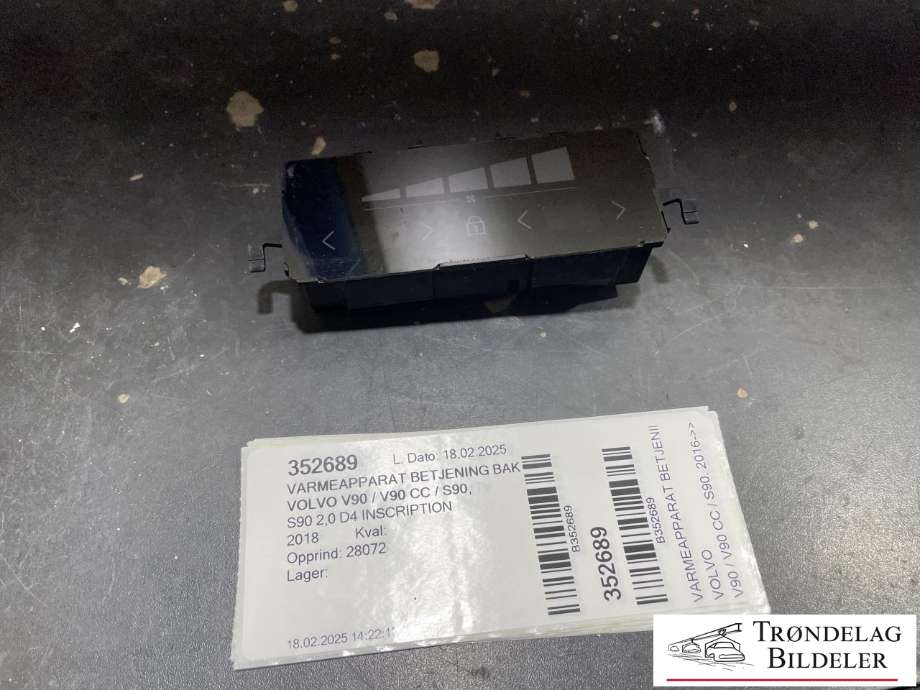 Varmeapparat betjening bak til Volvo V90 / V90 CC / S90, 2016-->>  (P31674024)