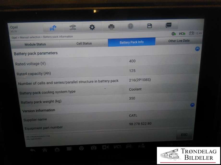 Batteripakke elbil til Opel Mokka E 2020-->> (Type II)