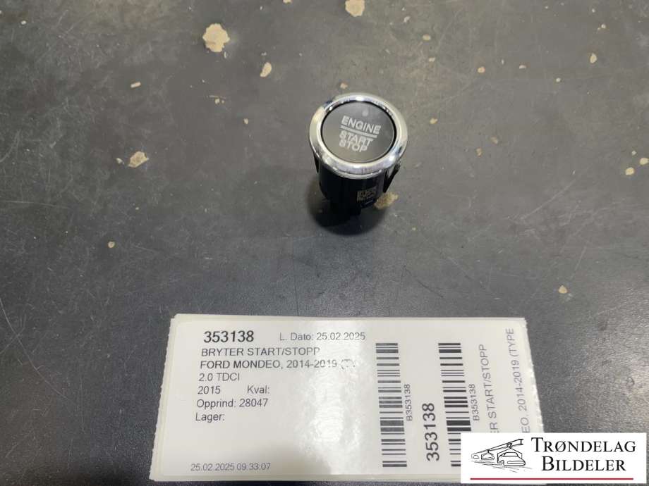 Bryter start/stopp til Ford Mondeo, 2014-2019 (Type V, Fase 1)  (DG9T14C376ADW)