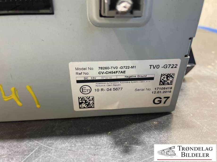 Instrument kjørecomputer til Honda Civic 2015-2017 (Type IX, Fase 2) (PANASONIC|78260-TV0-G722-M1|78260-TV0-G72|CV-CH54F7AE)