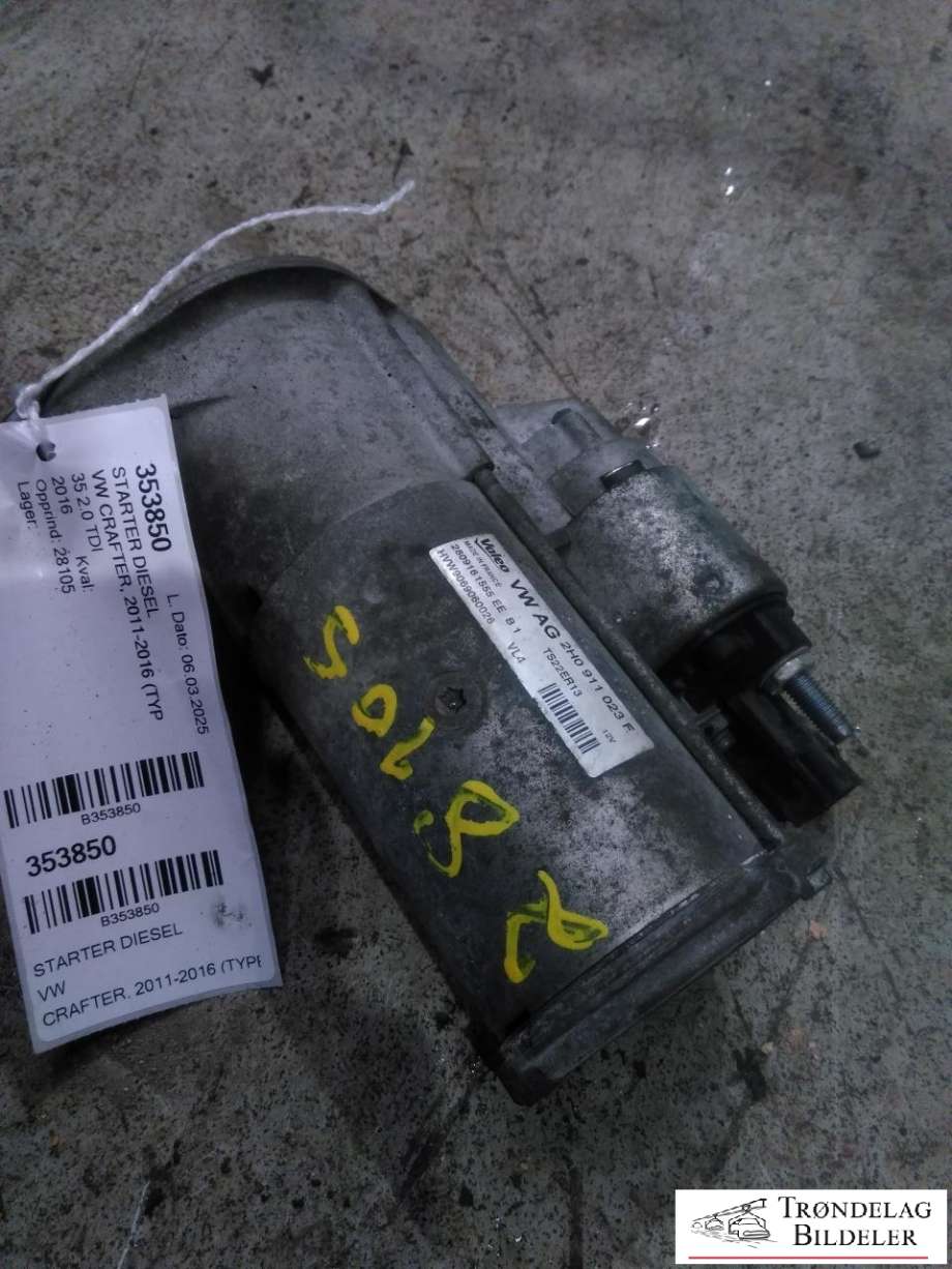 Starter diesel til VW Crafter 2011-2016 (Type I, Fase 2) (VALEO|2H0911023F|2H0911023FX|2H0911023N|311279122|2H0911023|A 906 906 00 26|2H0 911 023 A|2H0 911 023 AX|2H0 911 023 H|2H0 911 023 HX|2H0 911 023 K|2H0 911 023 KX|0986026450|25-4258|LRS02586)