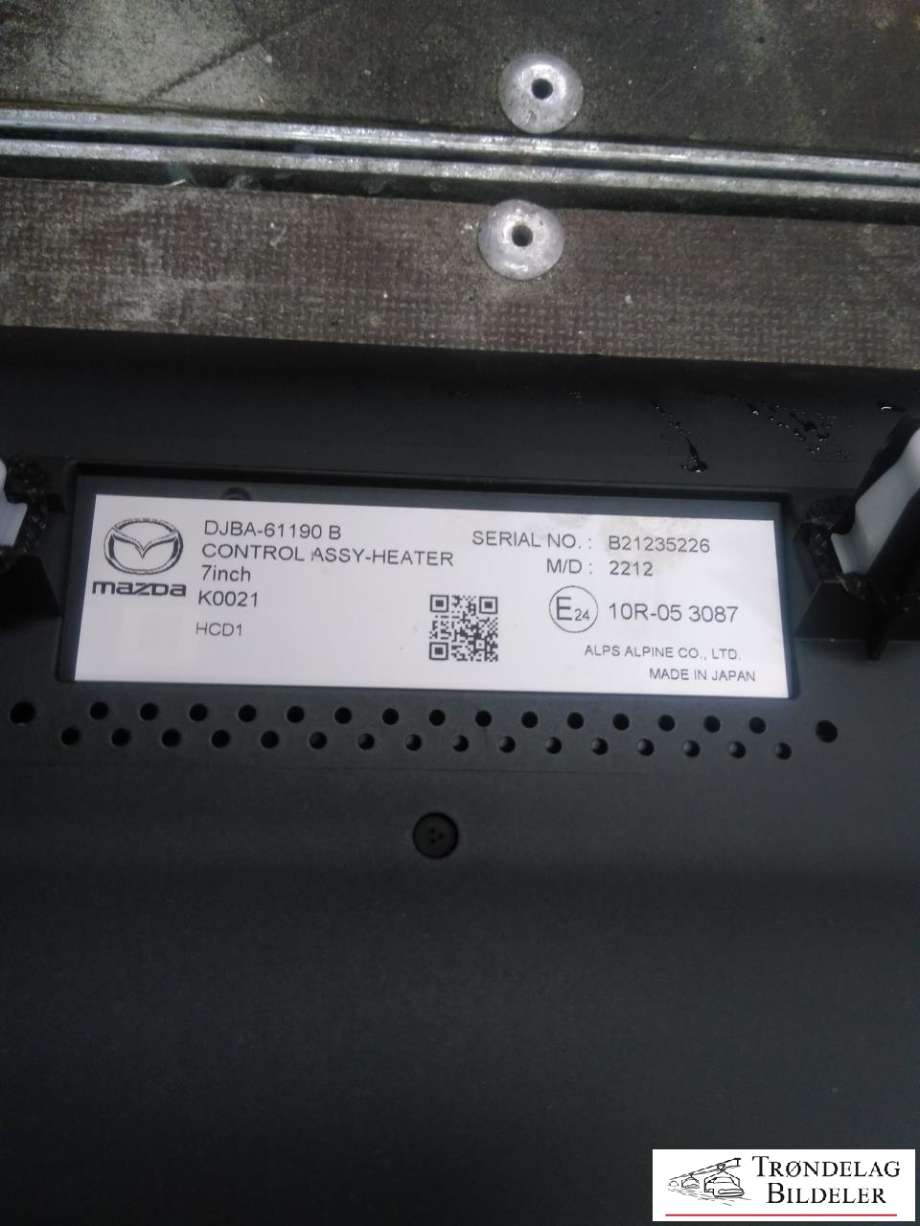 Varmeapparat betjening til Mazda MX-30 2020-->>  (DJBA61190|)