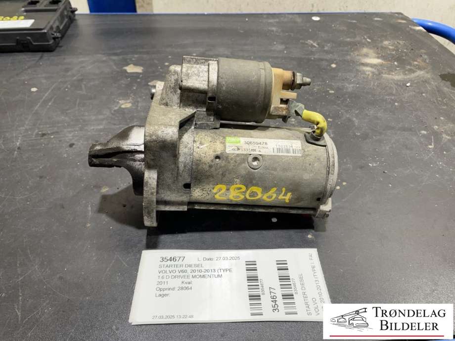 Starter diesel til Volvo V60, 2010-2013 (Type I, Fase 1)  (30659478)
